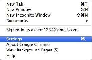 Chrome settings