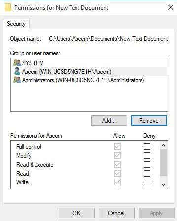 windows permissions