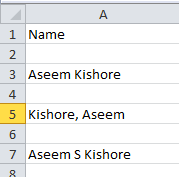 separate names excel